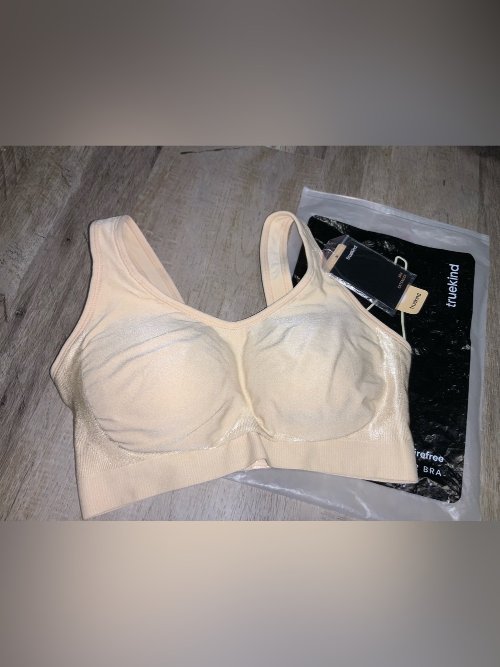 (Bin 5) Truekind, Beige Wireless Comfort Bra w/ bra expander, Size S